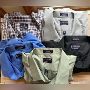 5 Stafford Men’s working button down shirts, cotton blend, size 20 tall